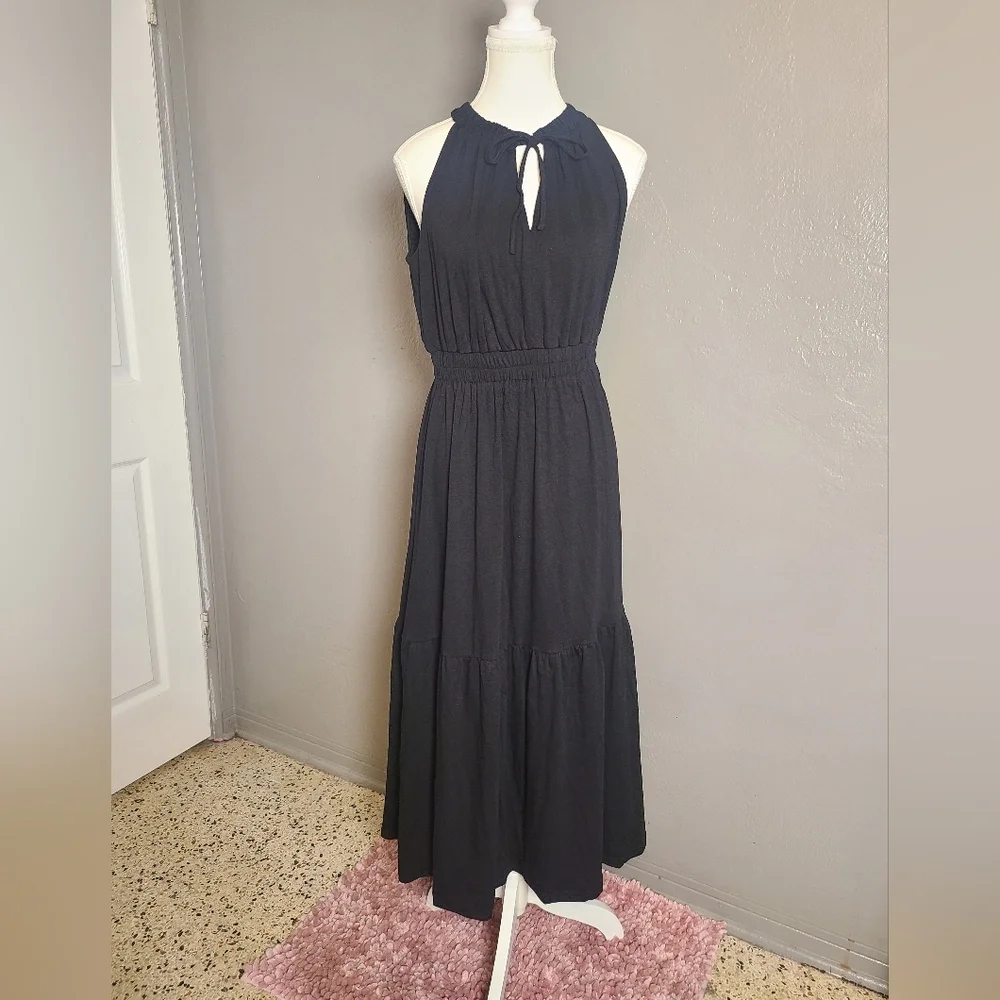 Zaful Black Sleeveless Comfy Layered Maxi Dress NWT Medium - Picture 2 of 11